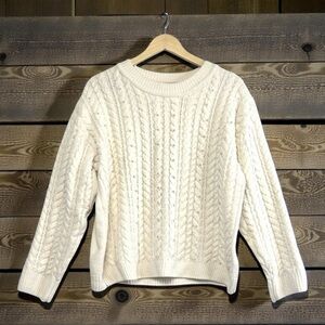 Cynthia Rowley Chenille Cable Knit Sweater Pearls